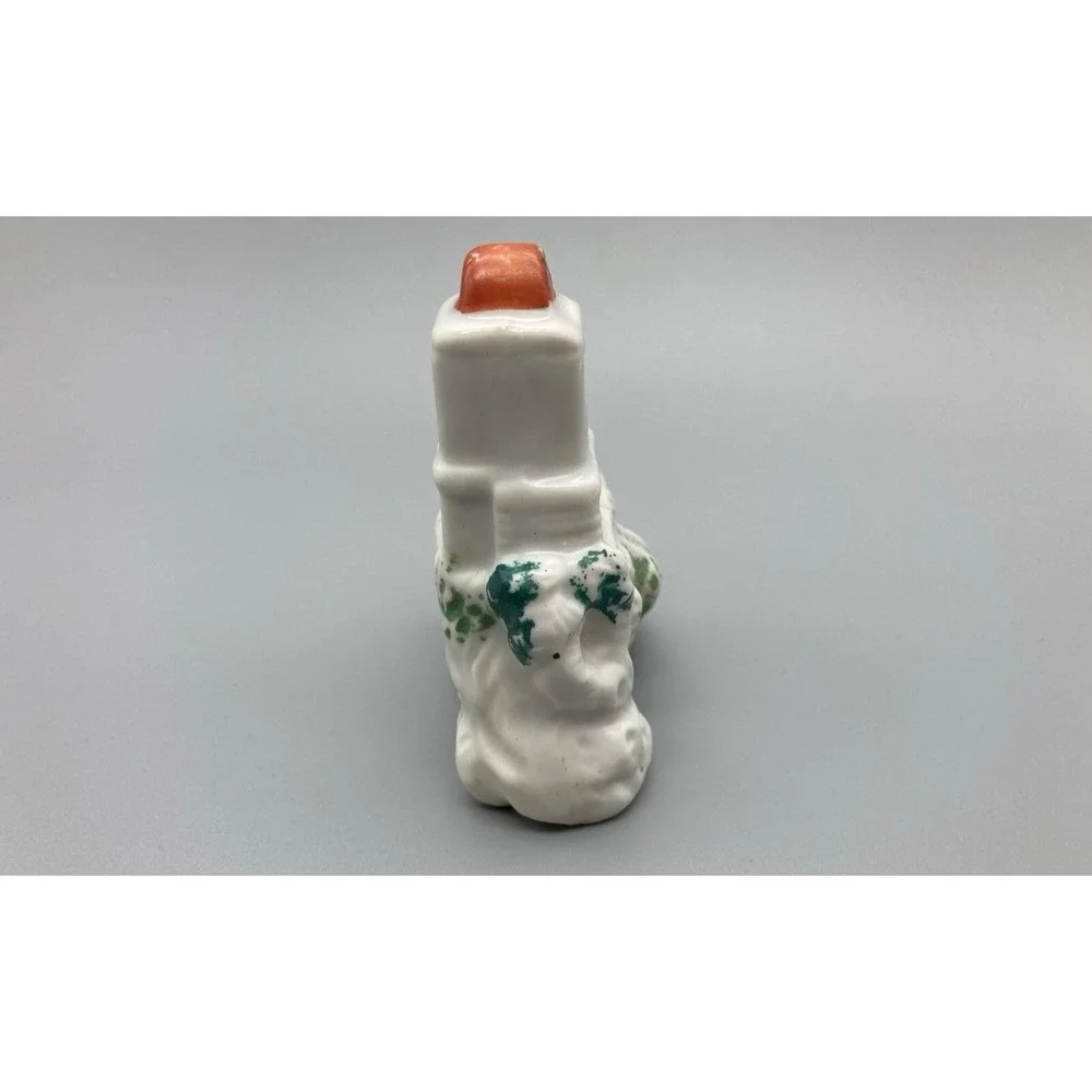 Vintage glazed ceramic porcelain aquarium decoration oriental castle Japan 1950s